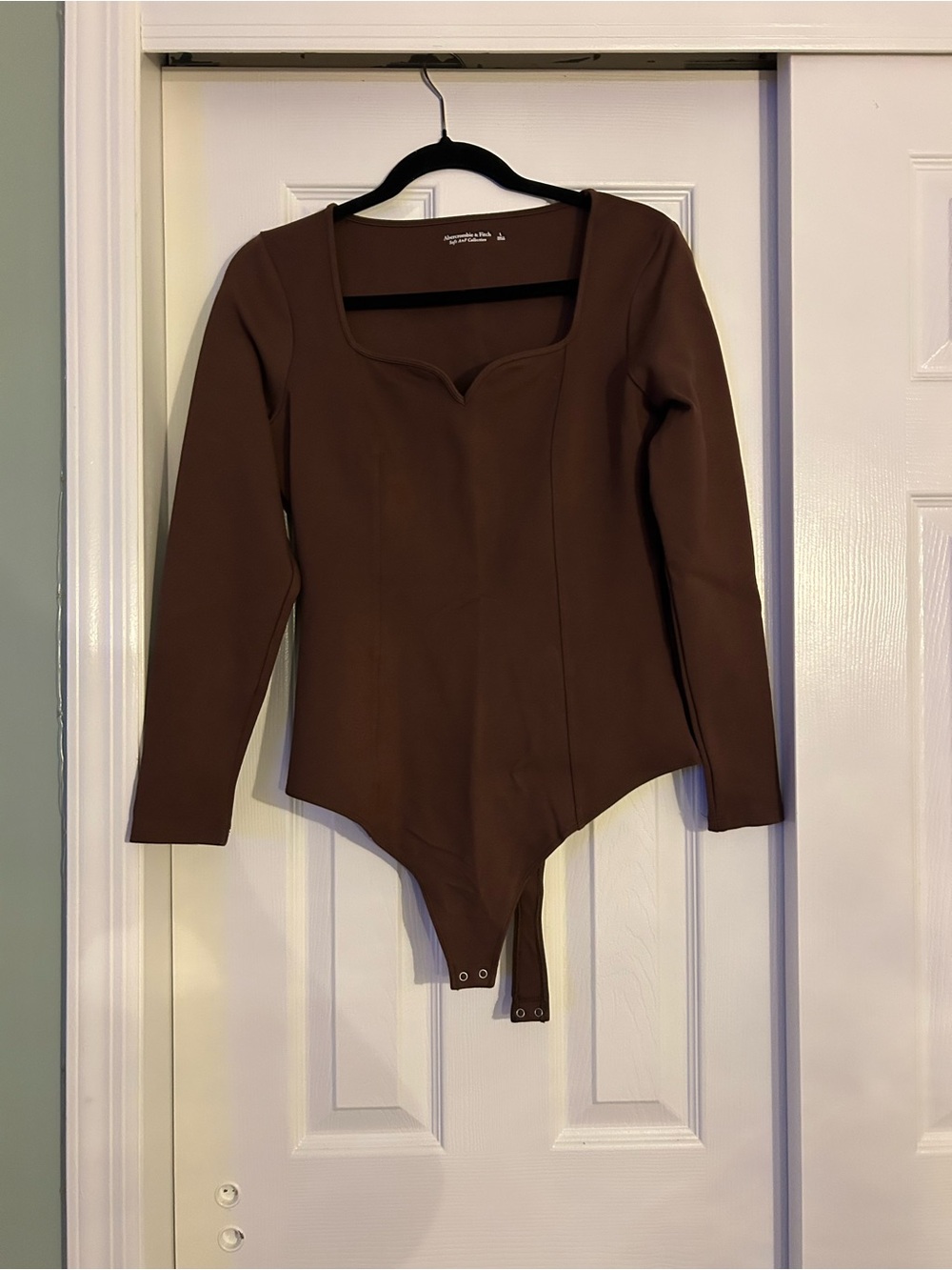 Abercrombie & Fitch Long Sleeve Brown Square-Neck Bodysuit